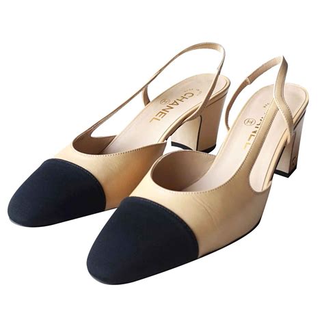 slingback chanel beige|chanel denim slingback.